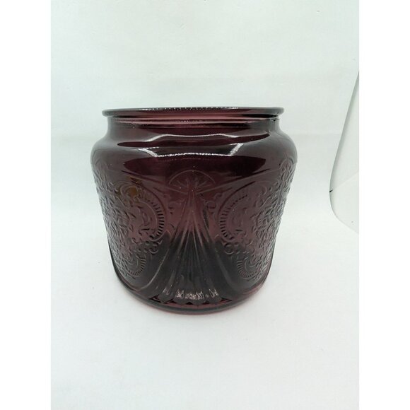 Vth Royal Lace Hazel Atlas Amethyst Depression Glass Cookie Jar Bottom Only HTF - Picture 2 of 16